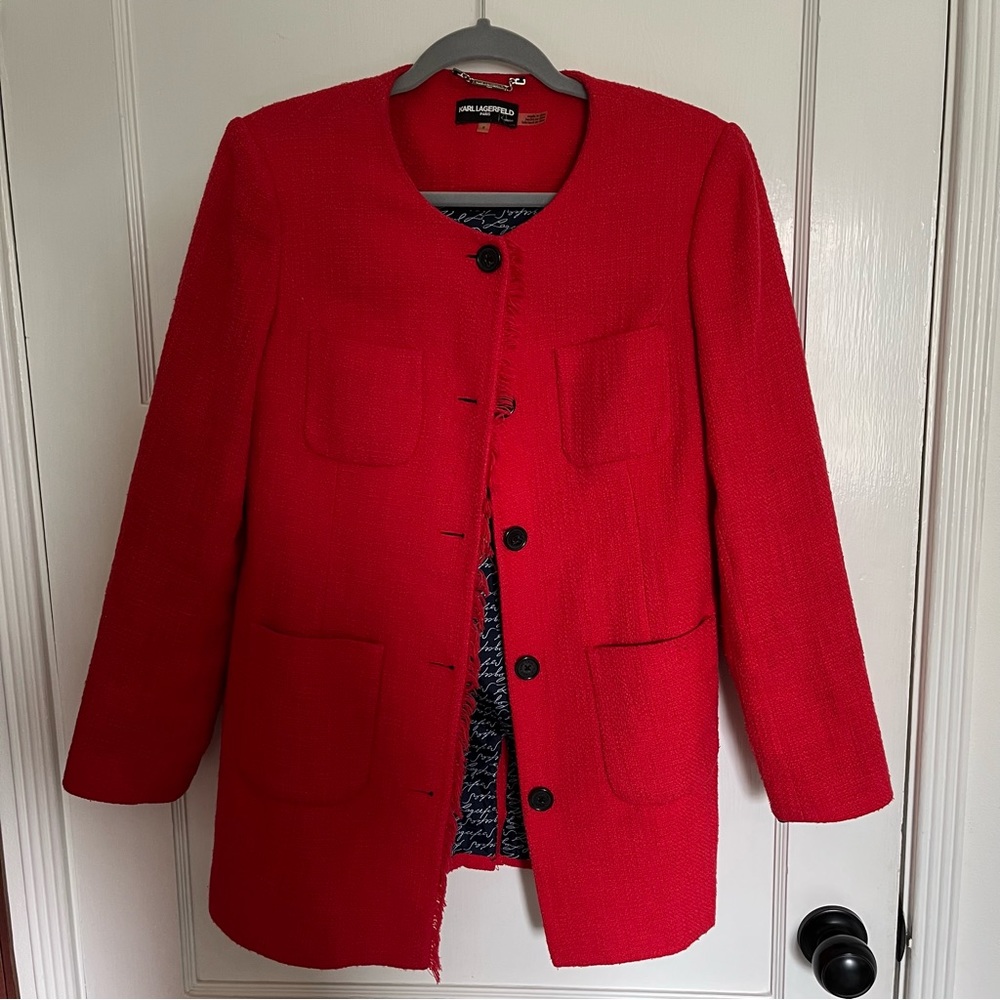 Beautiful red Karl Lagerfeld blazer. Great condition. Size 8.